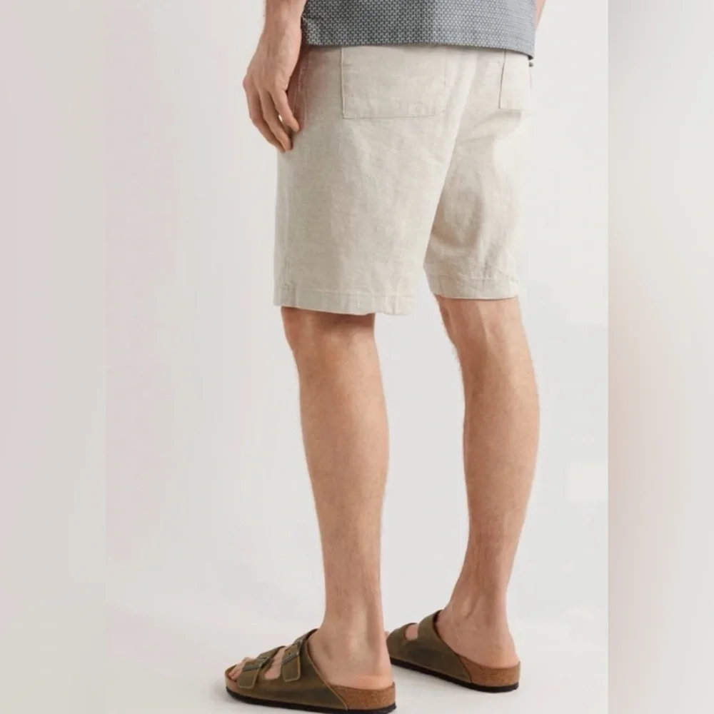 ONIA Traveler Straight Leg Linen Blend Shorts Size 34 New